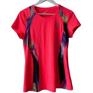 Fila Sport Bright Pink Short Sleeve Active T-Shirt w/ Abstract Print - Size M